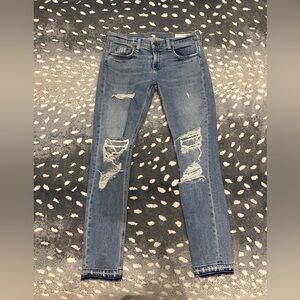 rag & bone Light Blue Distressed Skinny Jeans